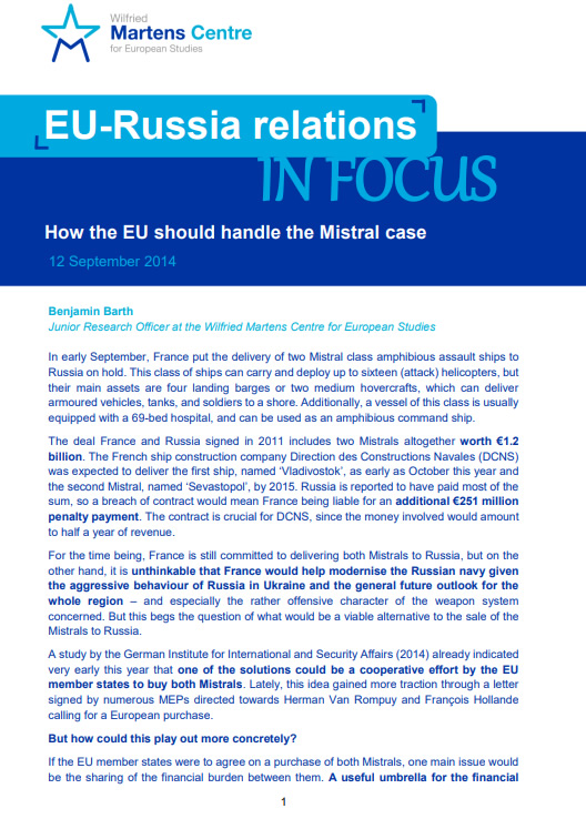 EU-Russia relations: How the EU should handle the Mistral case
