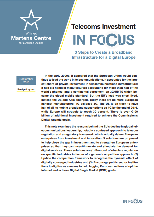 Telecoms Investment: 3 Steps to Create a Broadband Infrastructure for a Digital Europe