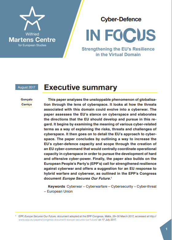 Cyber-Defence: Strengthening the EU’s Resilience in the Virtual Domain