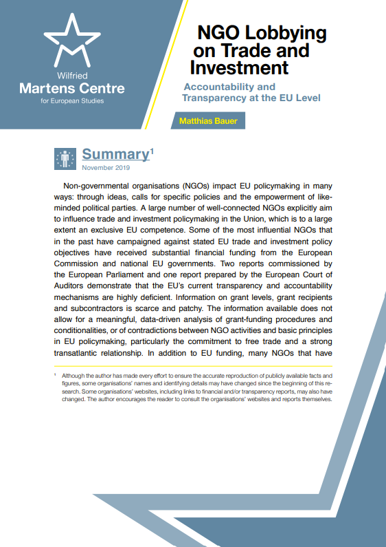 NGO Lobbying on Trade and Investment: Accountability and Transparency at the EU Level