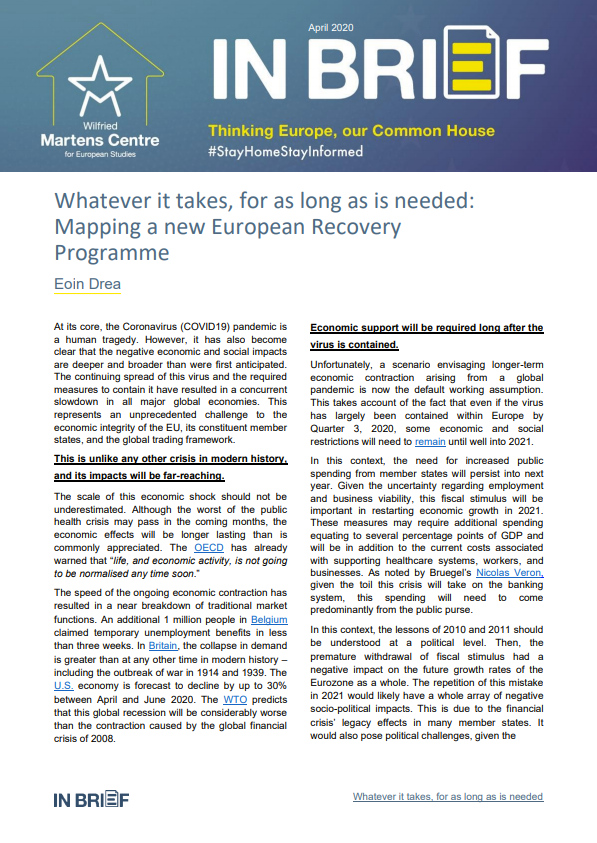 Whatever it takes, for as long as is needed: Mapping a new European Recovery Programme