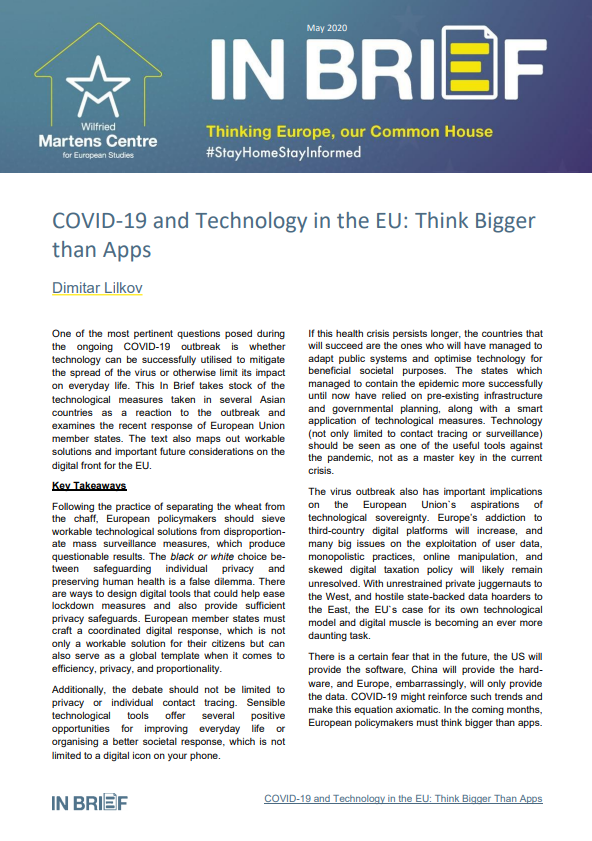 COVID-19 and Technology in the EU: Think Bigger than Apps