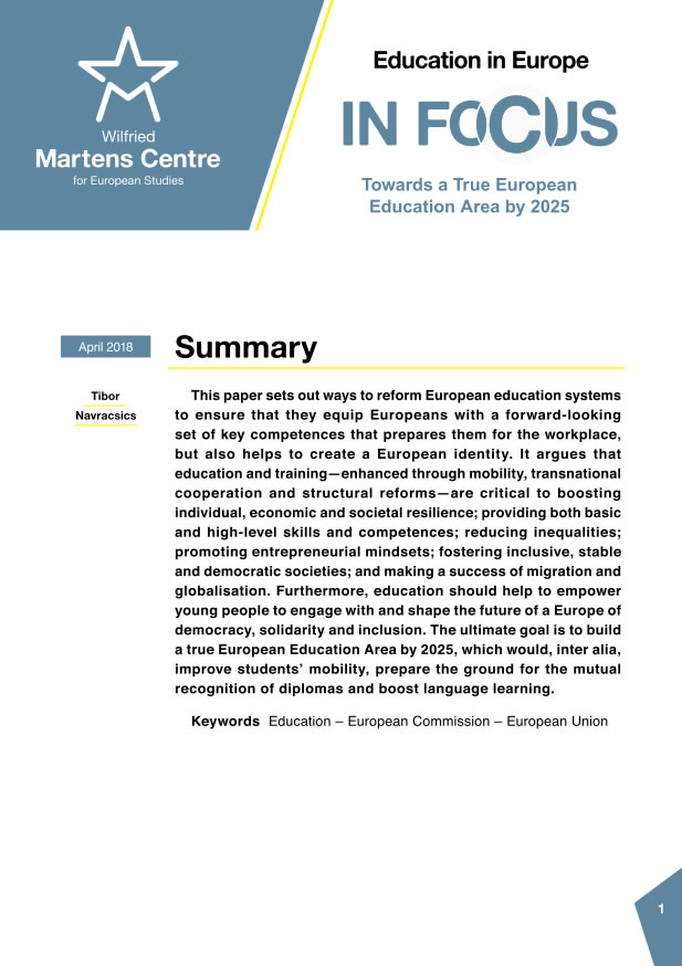 Education in Europe: Towards a True Education Area by 2025