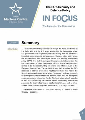 The EU’s Security and Defence Policy: The Impact of the Coronavirus