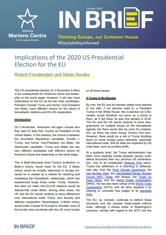 Implications of the 2020 US Presidential Election for the EU