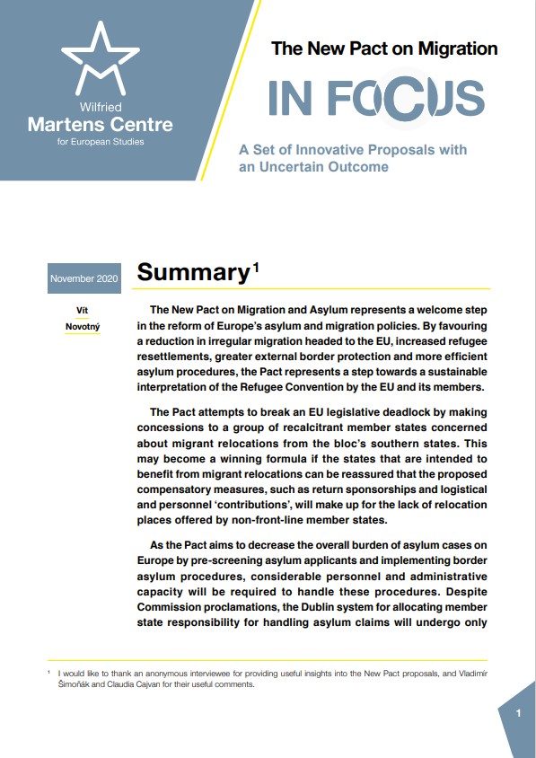 The New Pact on Migration: A Set of Innovative Proposals with an Uncertain Outcome