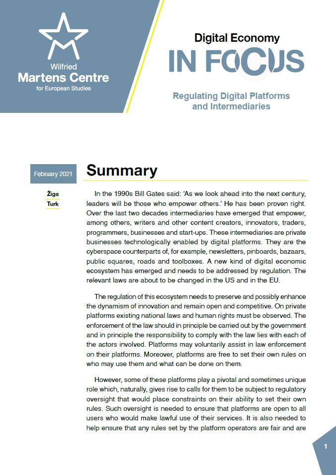 Digital Economy: Regulating Digital Platforms and Intermediaries