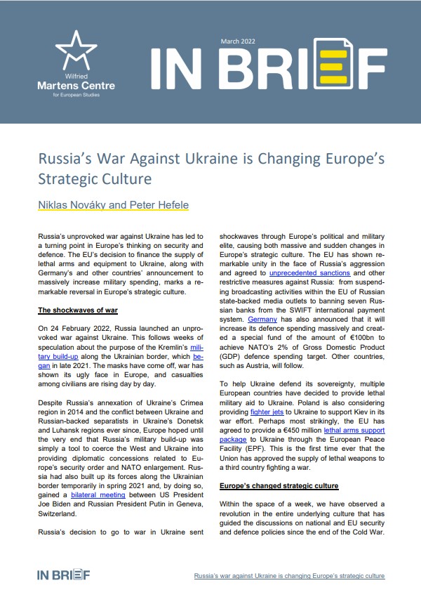 Russia’s War Against Ukraine is Changing Europe’s Strategic Culture