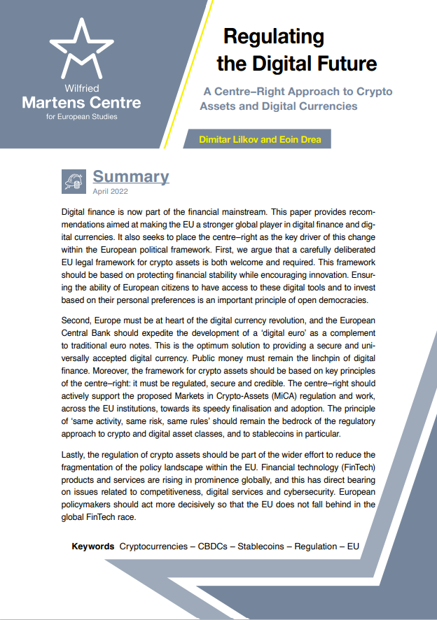 Regulating the Digital Future: A Centre–Right Approach to Crypto Assets and Digital Currencies