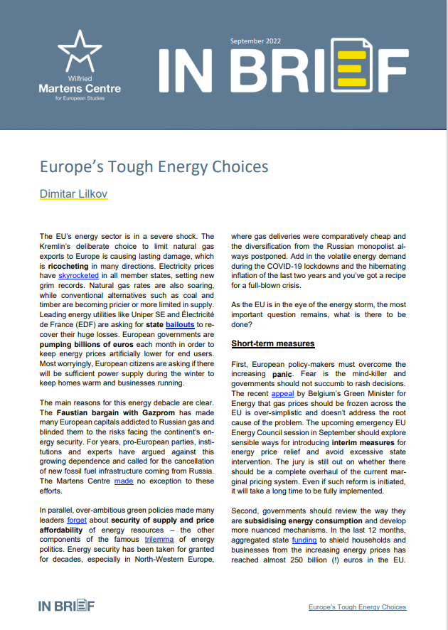 Europe’s Tough Energy Choices