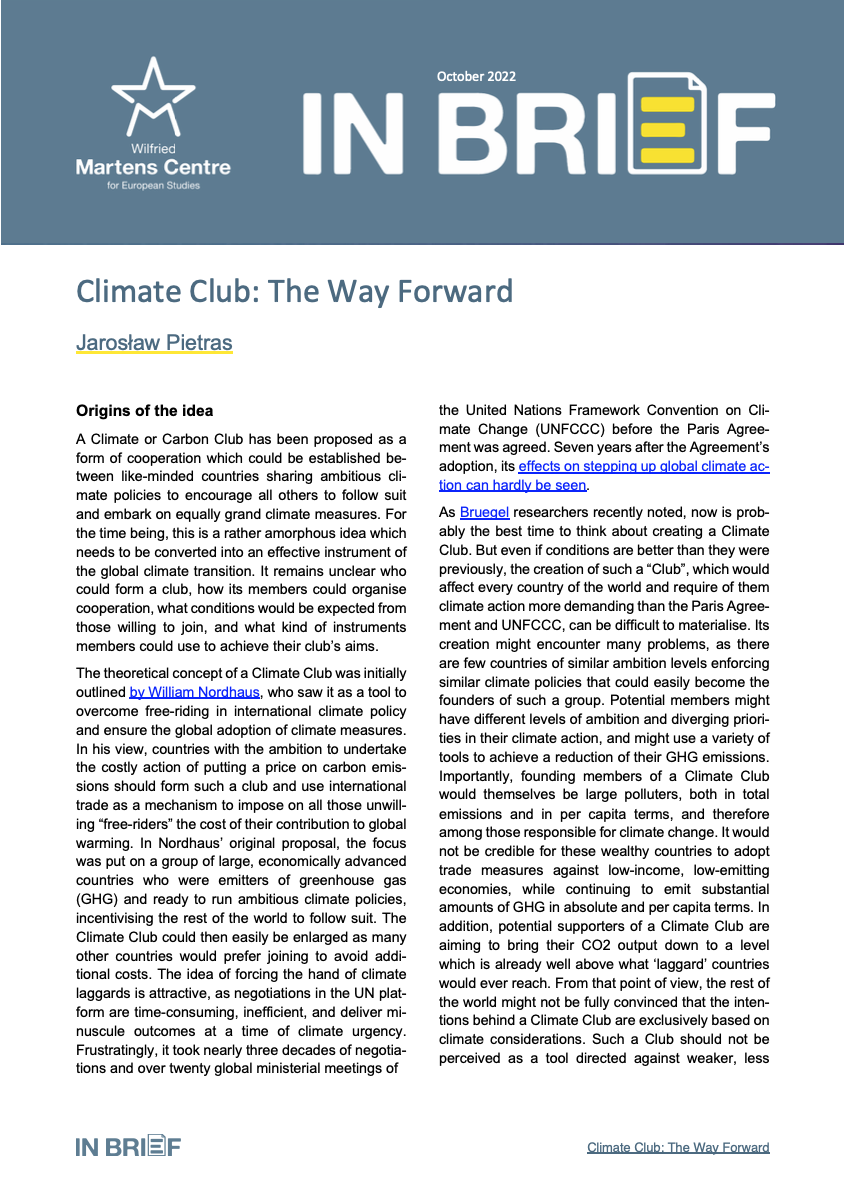 Climate Club: The Way Forward