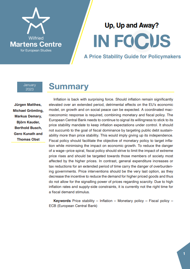 Up, Up and Away? A Price Stability Guide for Policymakers