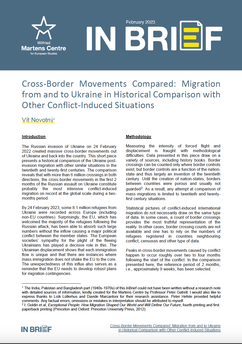 Cross-Border Movements Compared: Migration from and to Ukraine in Historical Comparison with Other Conflict-Induced Situations 