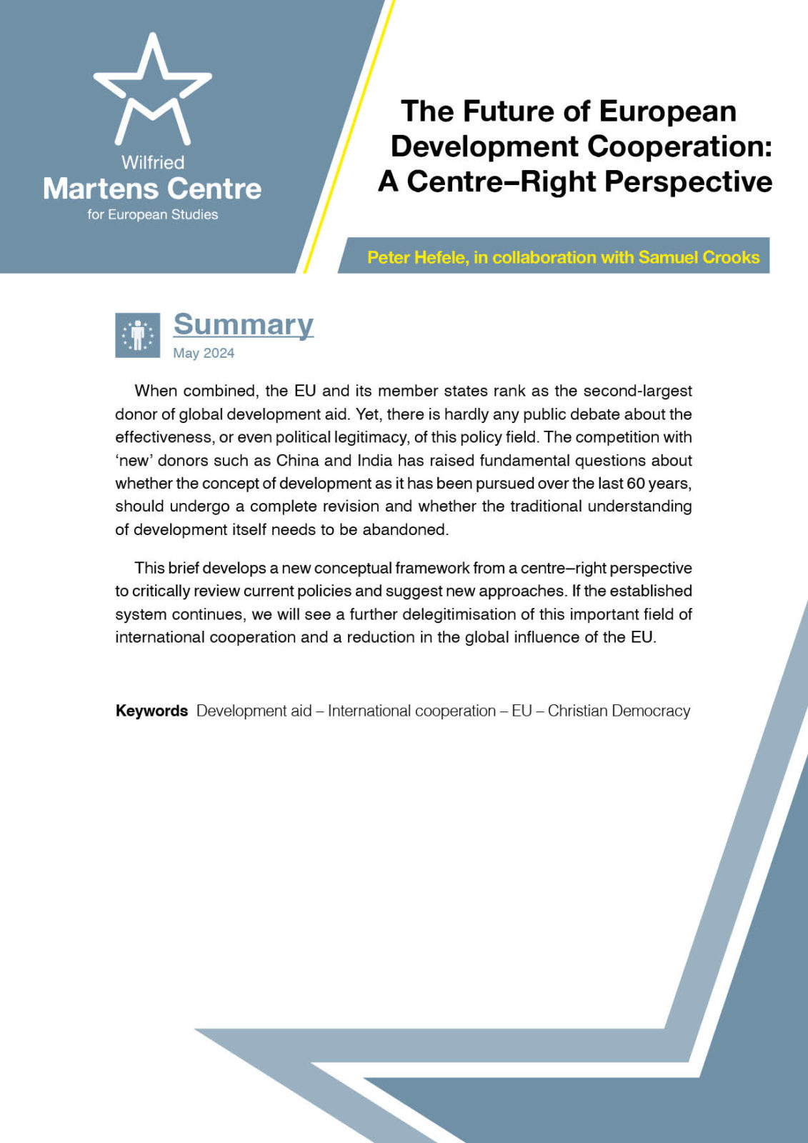 The Future of European Development Cooperation: A Centre–Right Perspective