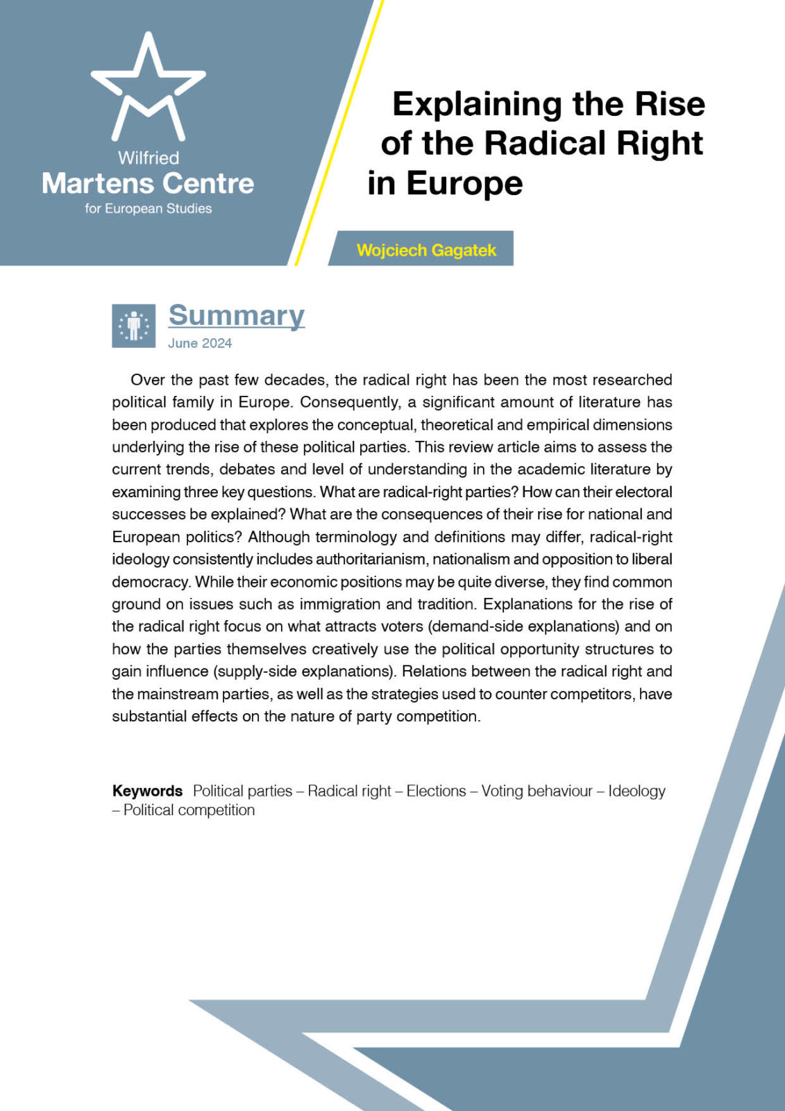 Explaining the Rise of the Radical Right in Europe