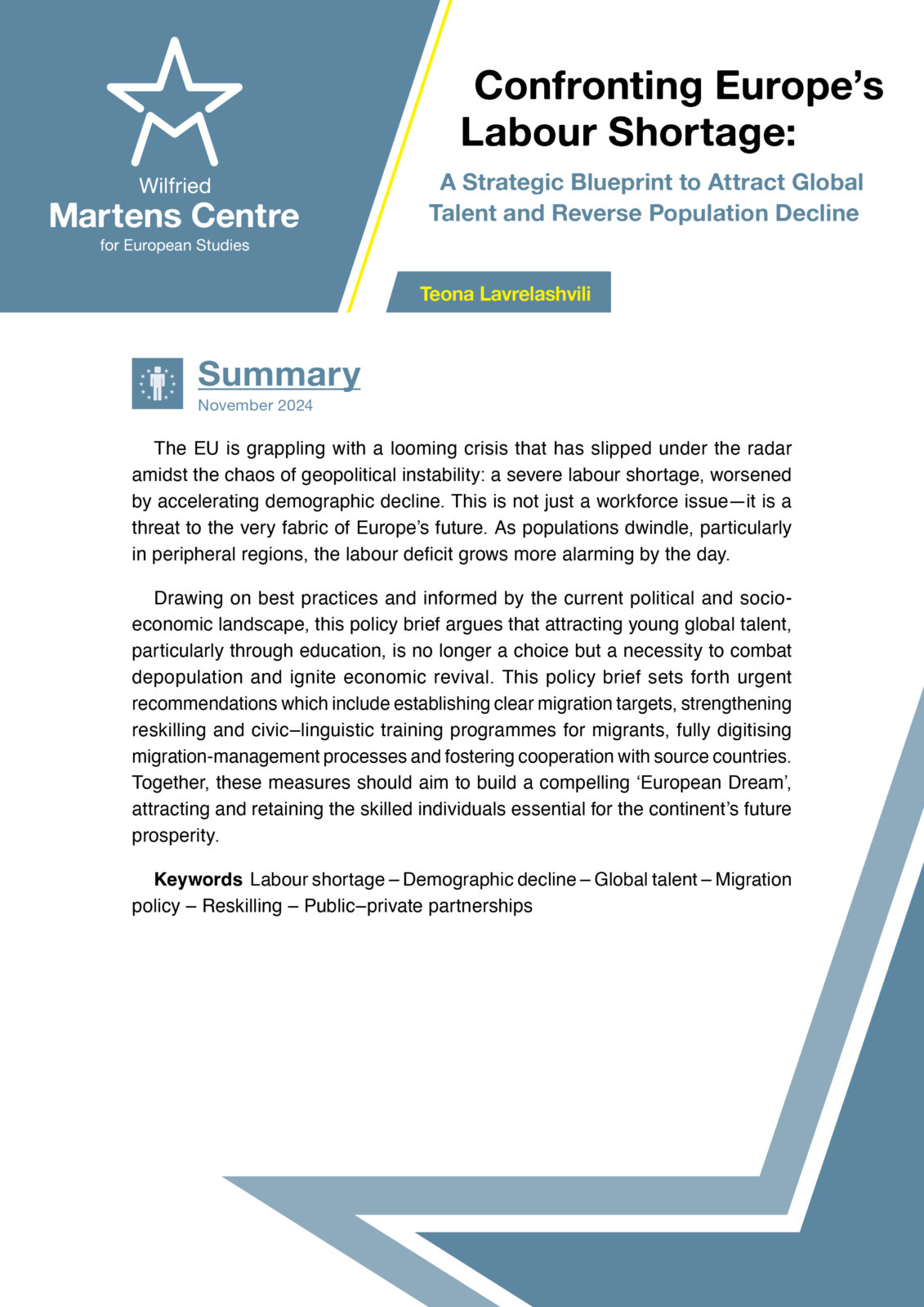 Confronting Europe’s Labour Shortage: A Strategic Blueprint to Attract Global Talent and Reverse Population Decline