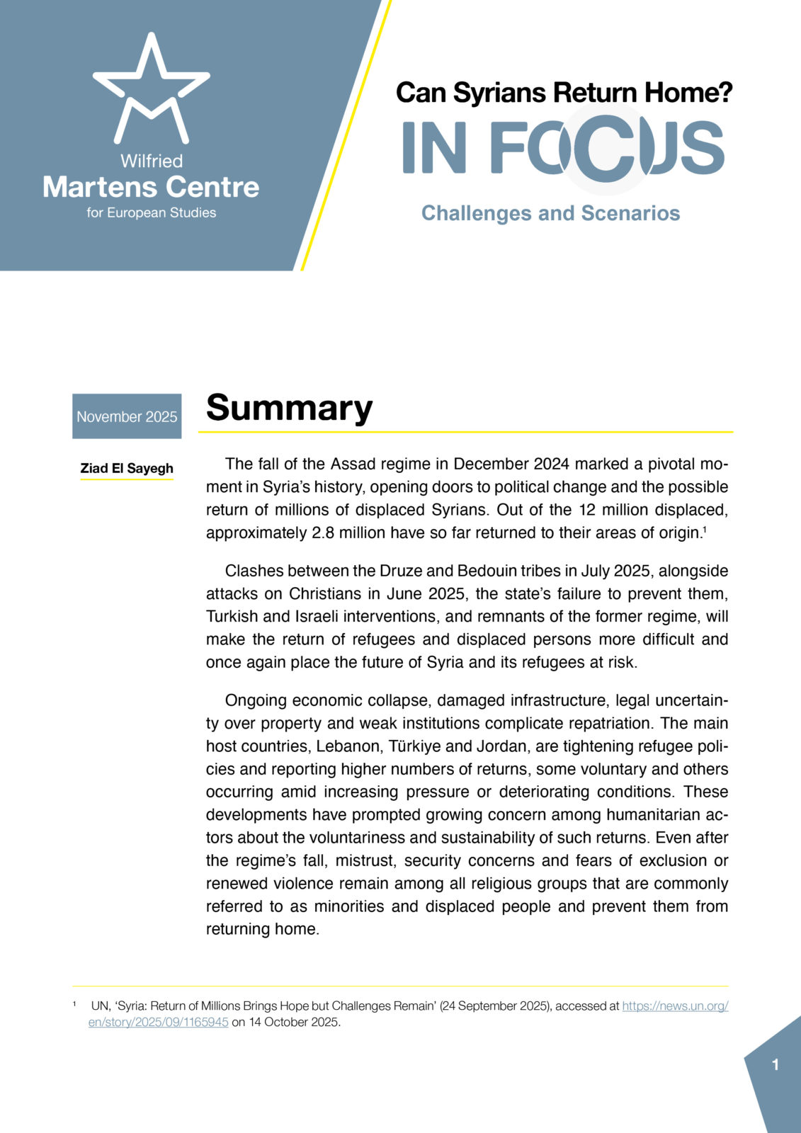 Can Syrians Return Home? Challenges and Scenarios