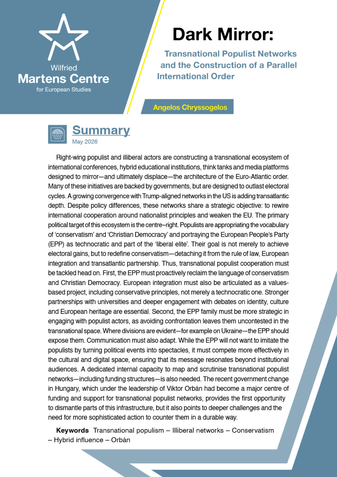 Dark Mirror: Transnational Populist Networks and the Construction of a Parallel International Order
