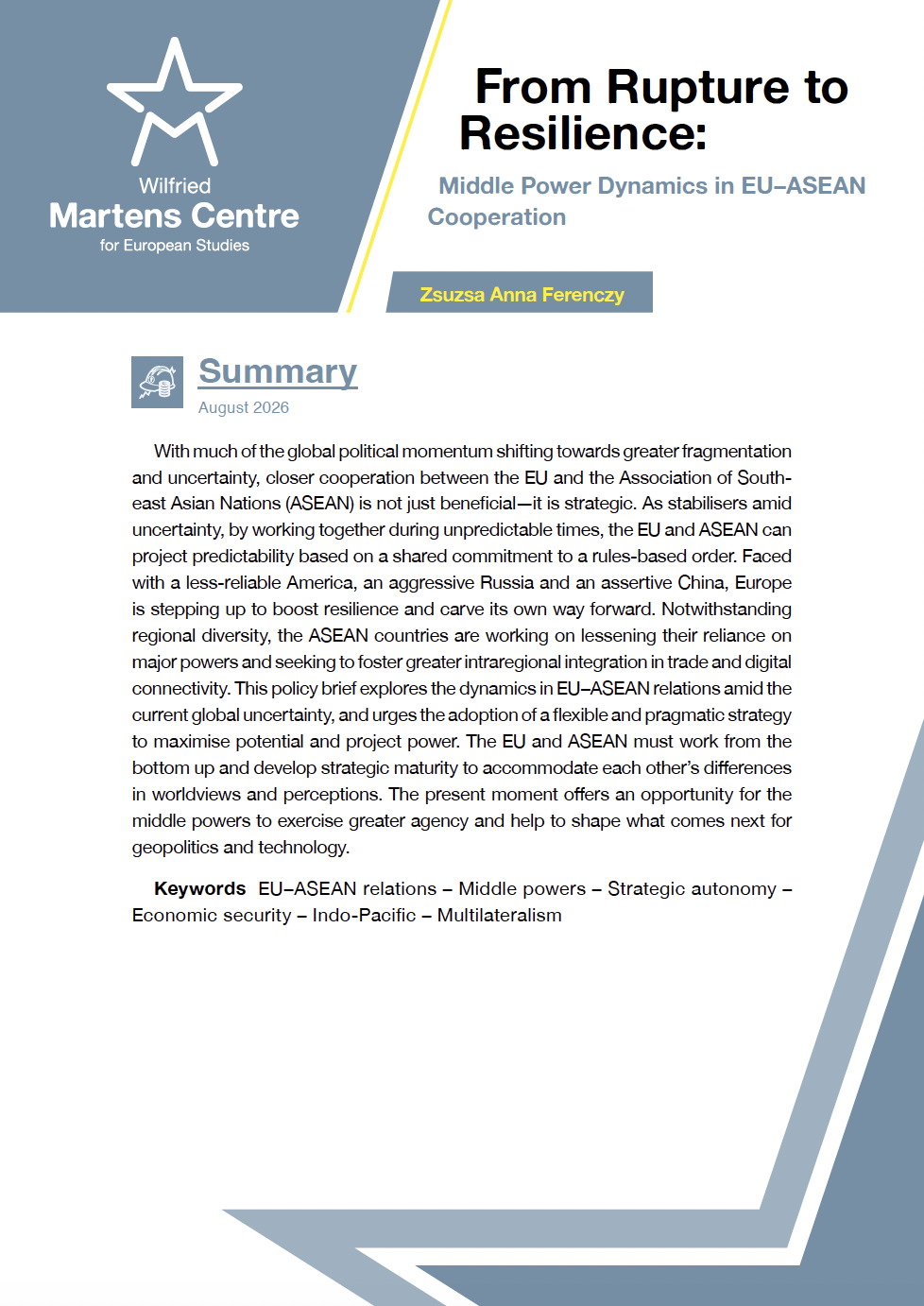 From Rupture to Resilience: Middle Power Dynamics in EU–ASEAN Cooperation